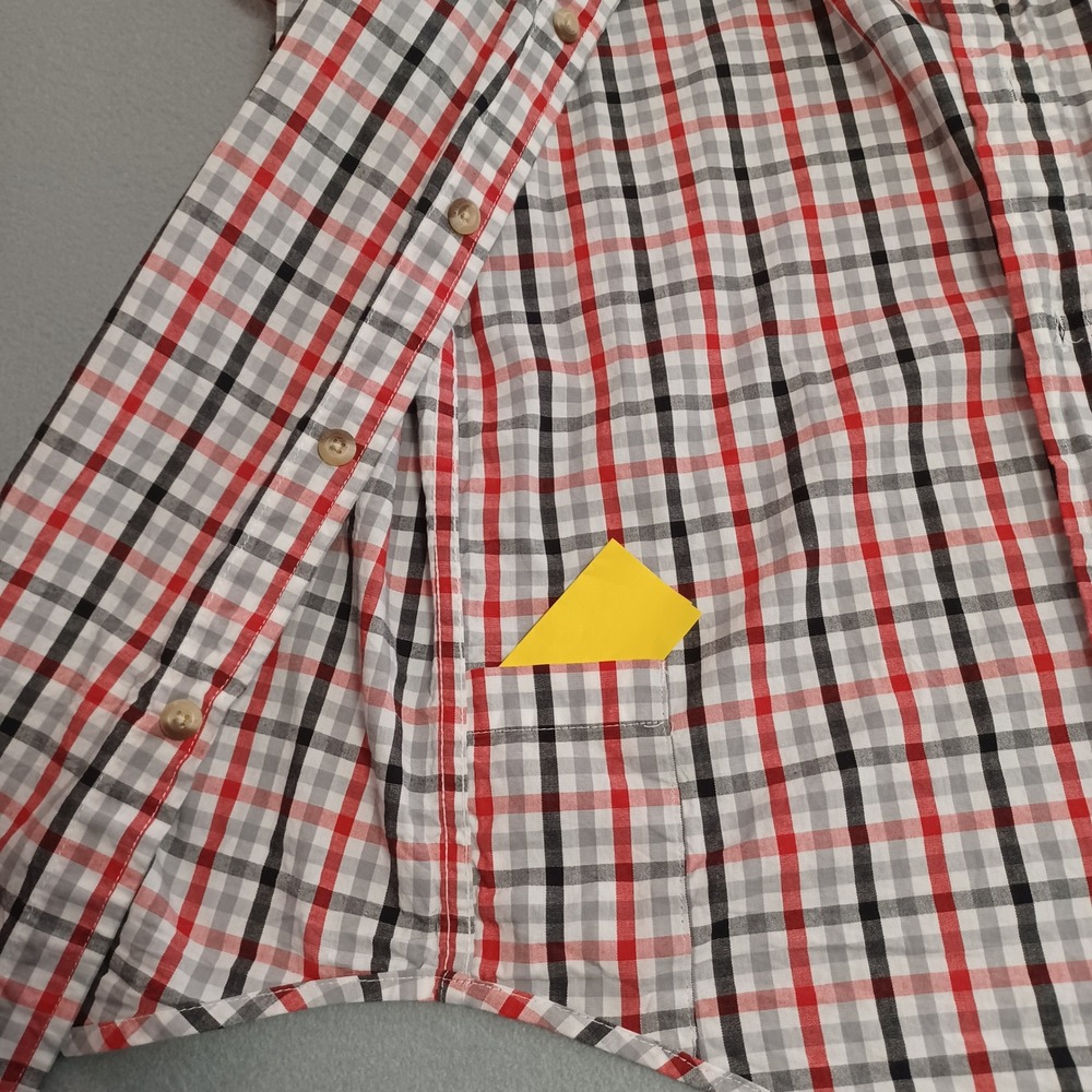 Columbia Mens XL Plaid Button Down Shirt Red Black Grey AM7968 Cotton Stretch - Picture 10 of 12